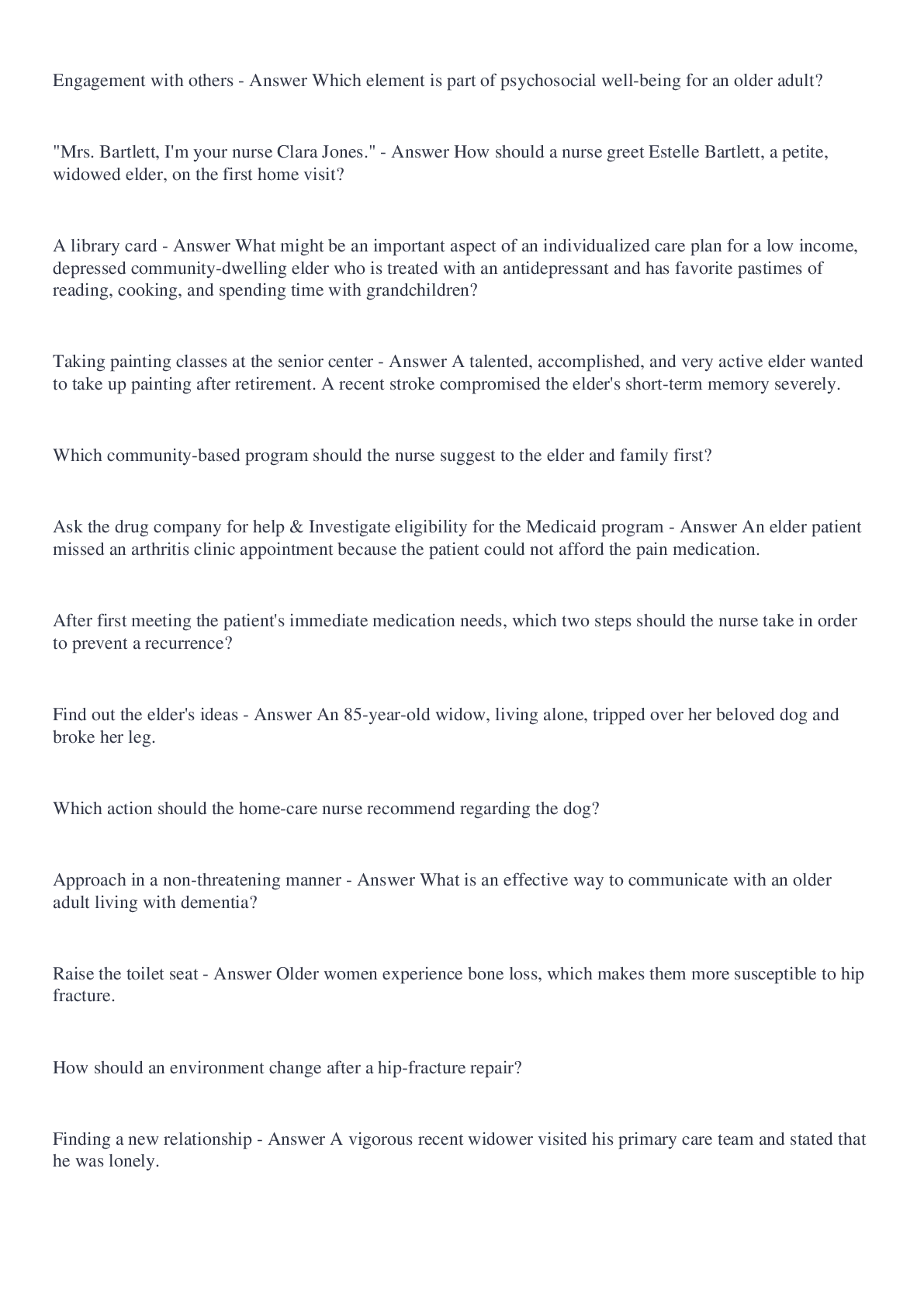 Preview image for Care of the Older Adult PreAssessment Exam With Complete Solutions.